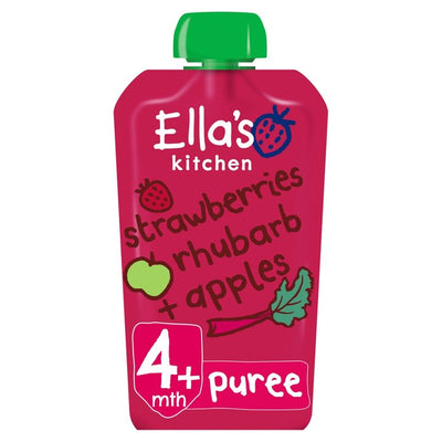 Ella's Kitchen Strawberries, Rhubarb & Apples Baby Food Puree 120g