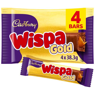 Cadbury Wispa Gold Milk Chocolate Bar with Caramel Multipack 4 x 38.3g