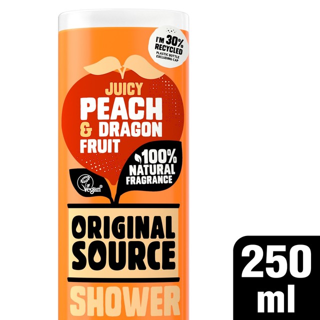 Original Source peach and dragonfruit shower gel 250ml, imported from the UK