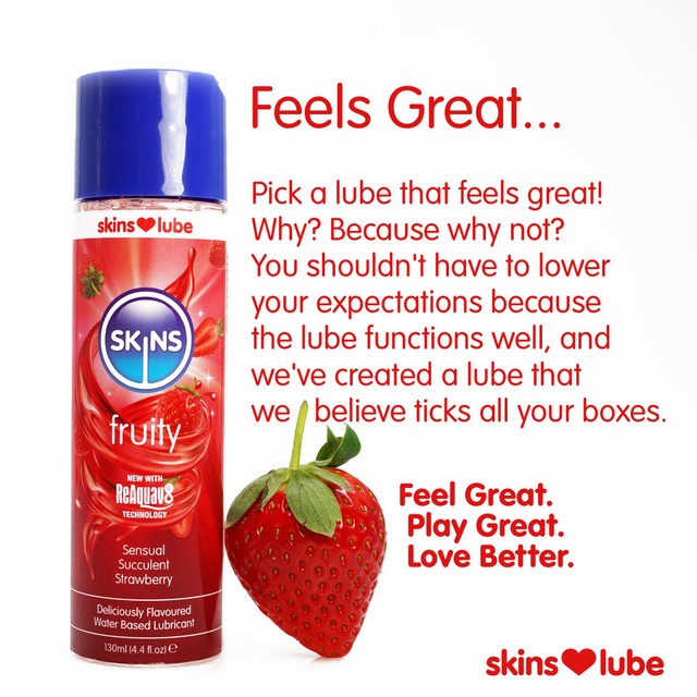 Skins strawberry flavoured water based lubricant 130ml (British brand)