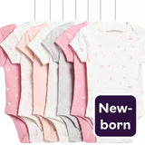 M&S Floral Bodysuit Newborn Pink 7 Pack