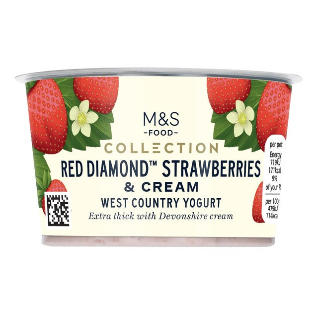 M&S strawberries and cream yogurt 150g, imported from the UK