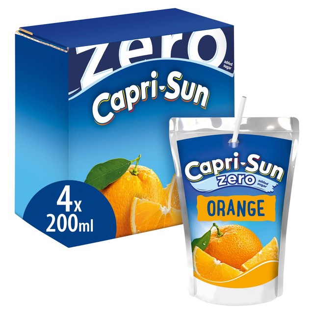 Capri Sun Orange Zero kids juice drink 4 x 200ml - British product