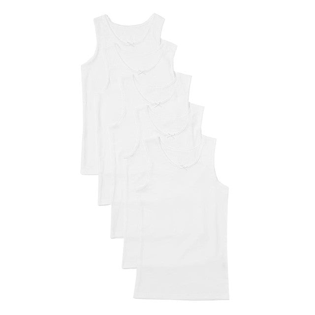 M&S Girls Pure Cotton Vests White 11-12 Years, imported from the UK