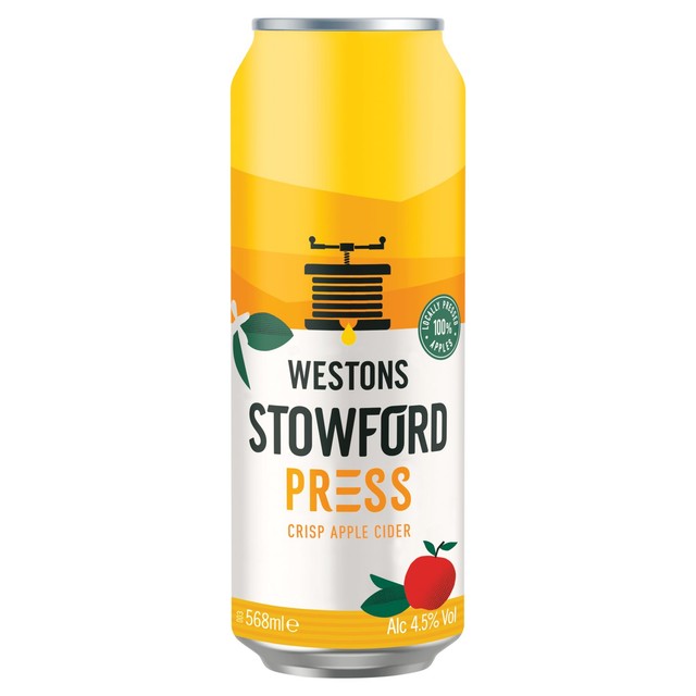 Stowford Press sparkling medium dry cider 568ml can (British brand)