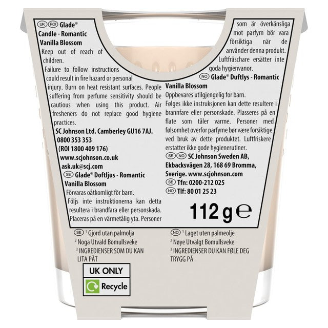 Glade scented candle Vanilla 112g, UK version