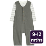 M&S khaki baby dungaree set 9-12 months, imported from the UK
