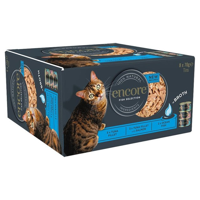 Encore fish selection wet cat food multipack 8 x 70g - British product