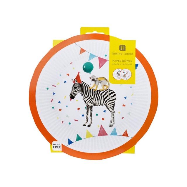 Talking Tables safari animal paper bowls 8-pack 18cm diameter (British brand)