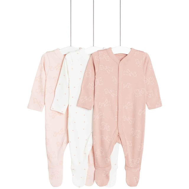 M&S girls pink sleepsuits 5lbs-3 years, imported from the UK