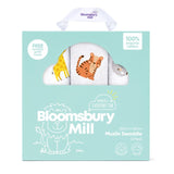 Bloomsbury Mill Organic Muslin Swaddle Blankets Jungle Cubs 3 pack
