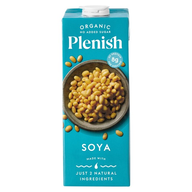 PLENISH organic soya unsweetened drink 1L, imported from the UK