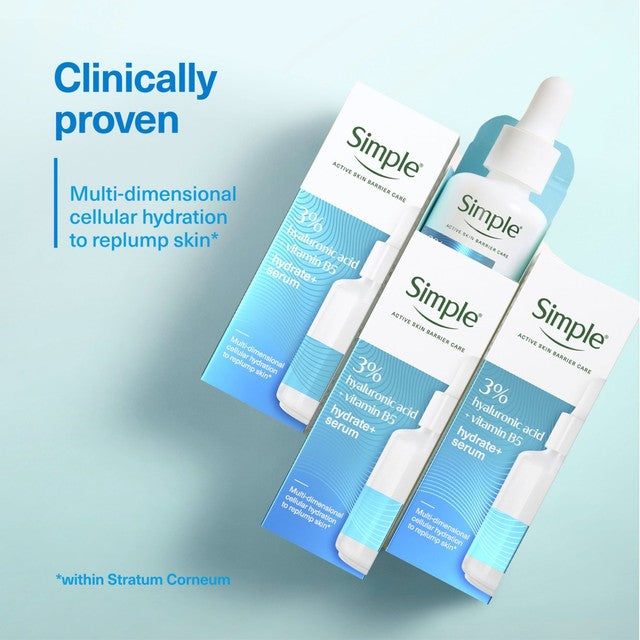 Simple Hydrate+ Hyaluronic Acid Face Serum 30ml (British brand)