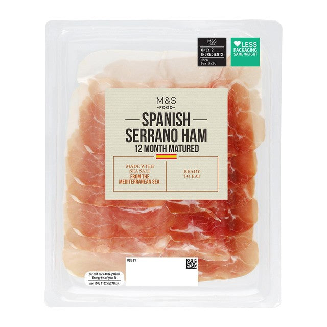 M&S Spanish Serrano Ham sliced dry cured 70g , imported from the UK