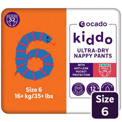 Ocado Kiddo Ultra-Dry Nappy Pants Size 6 32 Pack