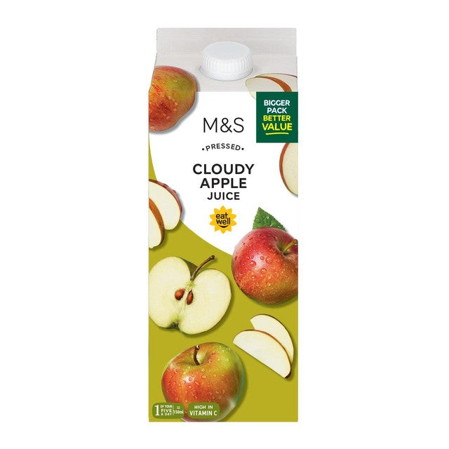 M&S cloudy apple juice 1.75L, imported from the UK