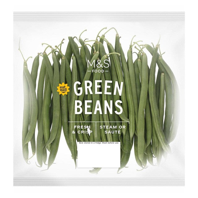 Packaged M&S Select Farms fresh green beans 350g, UK version
