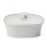 White Porcelain Covered Butter Dish for Everyday Use, 15.5cm x 12cm