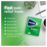 Panadol Actifast 500mg paracetamol tablets 10 tablets, imported from the UK