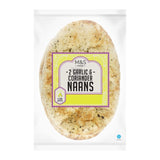 M&S garlic and coriander naan breads 2 pack, imported from the UK