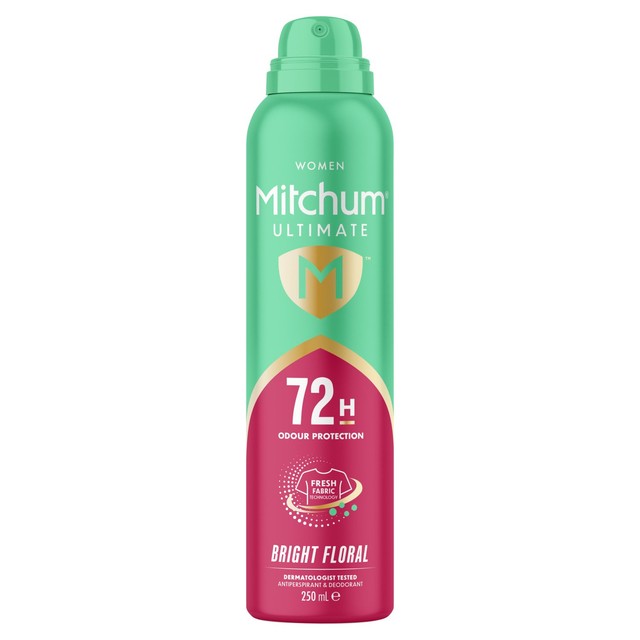 Mitchum anti-perspirant deodorant spray Bright Floral 250ml, imported from the UK