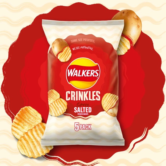 Walkers Crinkles simply salted crisps multipack 5 x 23g (British brand)