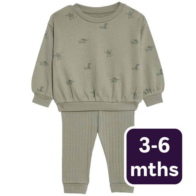 M&S khaki baby leggings outfit 3-6 months, imported from the UK