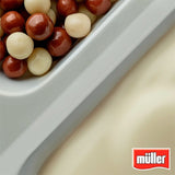 Muller Corner Chocolate Digestive and Strawberry Shortcake yogurts 6 x 124g, imported from the UK
