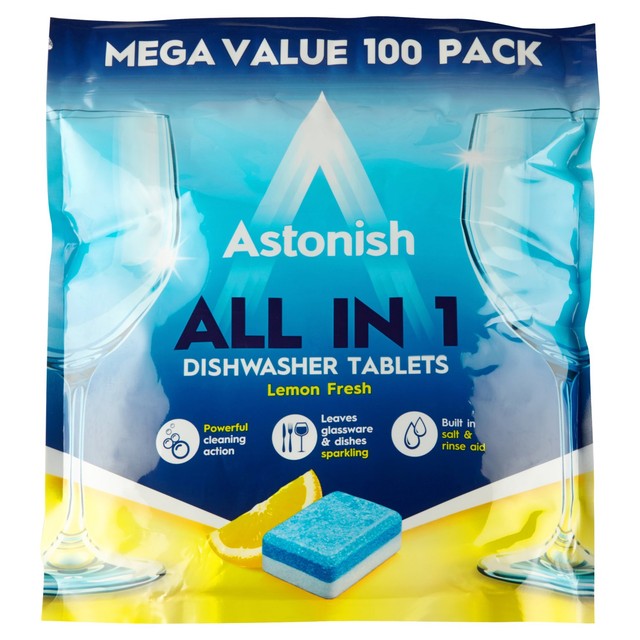 Astonish All in 1 Dishwasher Tablets Lemon Fresh 100 Pack - British product