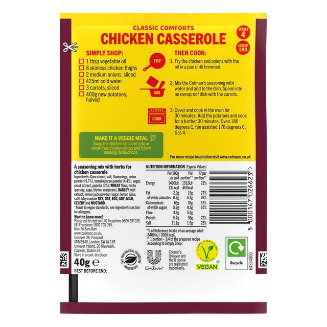 Colman's Chicken Casserole Recipe Mix 40g - British product