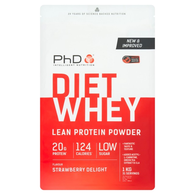 PHD Nutrition strawberry delight whey protein powder 1kg, imported from the UK