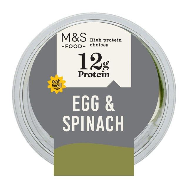 M&S Egg and Spinach snack pot 100g, imported from the UK