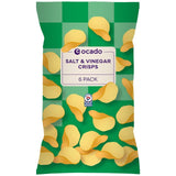 Ocado Salt & Vinegar Potato Crisps Multipack 6x25g
