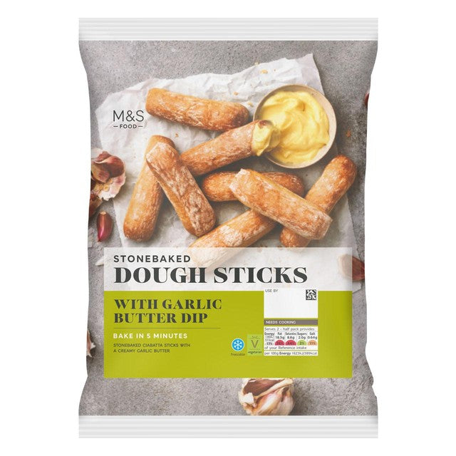 M&S ciabatta sticks with garlic butter dip 170g, imported from the UK