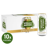 Stella Artois Belgian Unfiltered Lager Beer 440ml Can 10 Pack