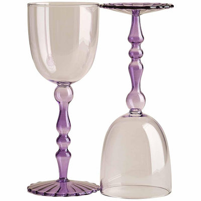M&S Set of 2 Deco Wine Glasses Lilac One Size