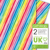 Deva Designs Rainbow Rock wrapping paper 2 pack, imported from the UK
