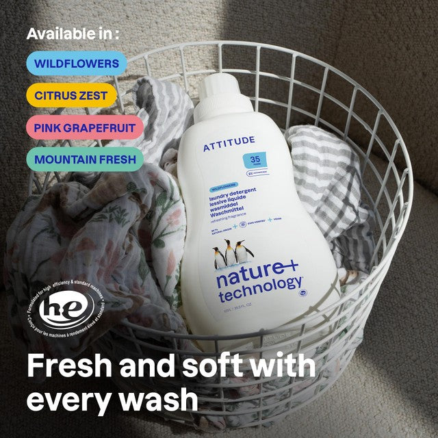 Attitude Mountain Essentials laundry detergent and fabric softener 1050ml - British product