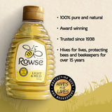 Rowse Light & Mild Squeezy Honey 340g, imported from the UK