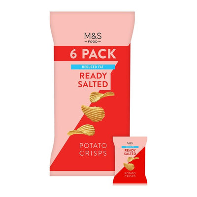 M&S Reduced Fat Ready Salted Potato Crisps 6 per Pack