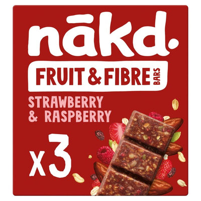 Nakd Fruit & Fibre Strawberry & Raspberry Fruit Cereal Bars 3 x 44g
