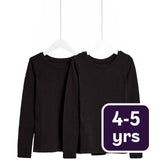 M&S Heatgen Thermal Tops Unisex 2pk Black Kids' Thermal Tops 4-5 Years