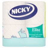 Nicky Elite quilted toilet tissue 4 pack, imported from the UK