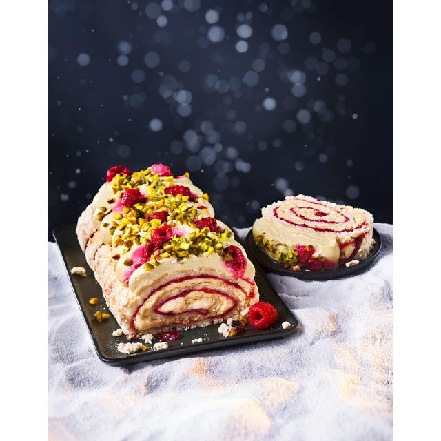 M&S raspberry and pistachio roulade 580g, imported from the UK