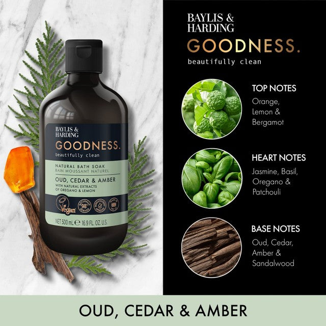 Baylis & Harding Oud, Cedar & Amber bath soak 500ml - British product