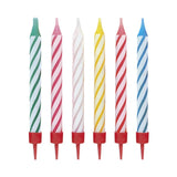 Unique Party assorted striped birthday candles pack of 12 (British brand)
