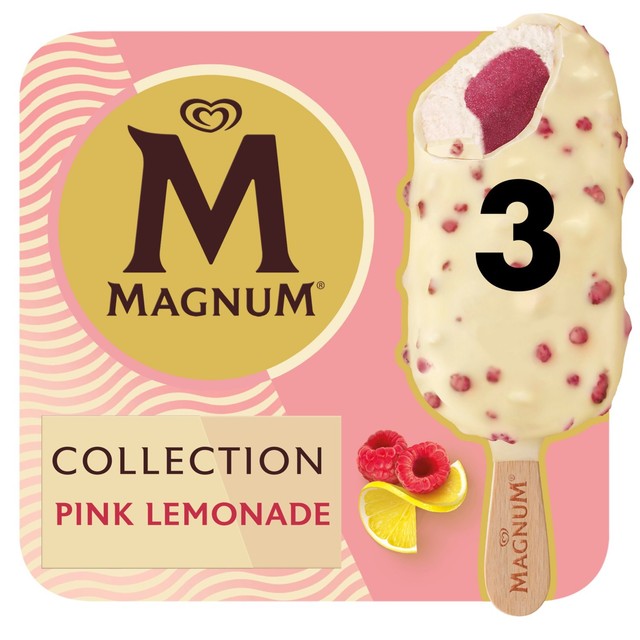Magnum Pink Lemonade ice cream sticks 3x90ml, imported from the UK