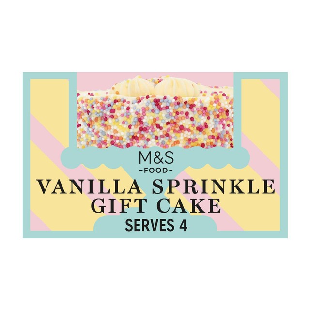 M&S Vanilla Sprinkle Gift Cake 285g, imported from the UK