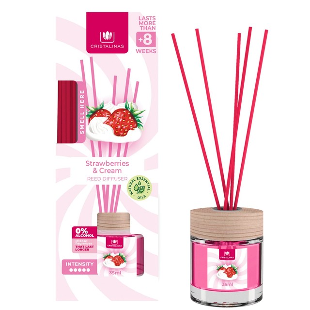 Cristalinas reed diffuser Strawberries & Cream 35ml - British product