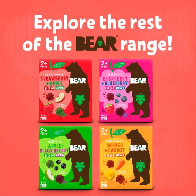 Bear Paws strawberry and apple fruit shapes 5x20g multipack - British product